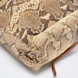 Pre Owned Prada Beige/Brown Python and Leather Bow Drawstring Tote