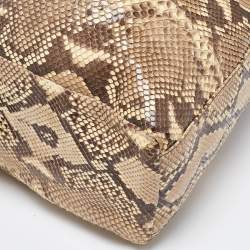 Pre Owned Prada Beige/Brown Python and Leather Bow Drawstring Tote