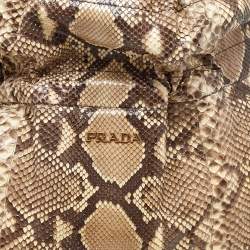 Pre Owned Prada Beige/Brown Python and Leather Bow Drawstring Tote