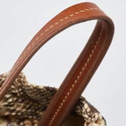 Pre Owned Prada Beige/Brown Python and Leather Bow Drawstring Tote