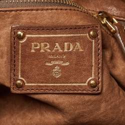 Pre Owned Prada Beige/Brown Python and Leather Bow Drawstring Tote