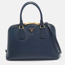 Prada Navy Blue Saffiano Lux Leather Medium Promenade Bag