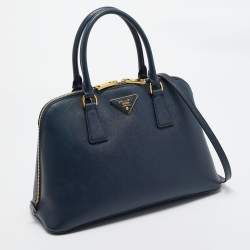 Prada Navy Blue Saffiano Lux Leather Medium Promenade Bag