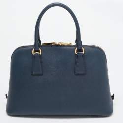 Prada Navy Blue Saffiano Lux Leather Medium Promenade Bag