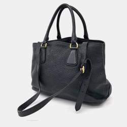 Pre Owned Prada Black Nylon Vitello Diano Tote Bag