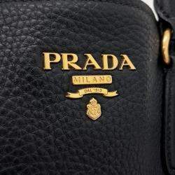 Pre Owned Prada Black Nylon Vitello Diano Tote Bag