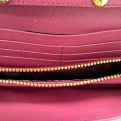 Prada Pink Saffiano Lux Leather Wallet On Chain