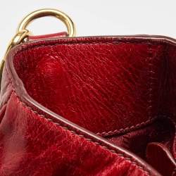 Pre Owned Prada Red Vitello Shine Leather Logo Shopper Tote