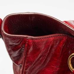 Pre Owned Prada Red Vitello Shine Leather Logo Shopper Tote