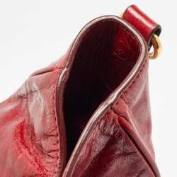 Pre Owned Prada Red Vitello Shine Leather Logo Shopper Tote