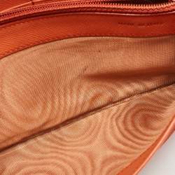Prada Orange Leather Pushlock Flap Continental Wallet