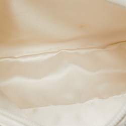 Prada Off White Satin Crystal Embellished Re-Edition 2000 Baguette Bag
