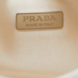 Prada Off White Satin Crystal Embellished Re-Edition 2000 Baguette Bag