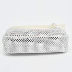 Prada Off White Satin Crystal Embellished Re-Edition 2000 Baguette Bag