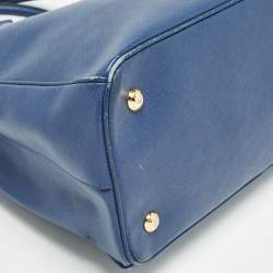 Pre Owned Prada Navy Blue Saffiano Leather Medium Double Zip Tote