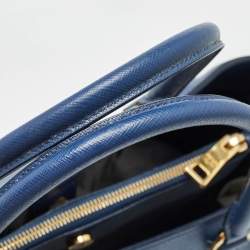 Pre Owned Prada Navy Blue Saffiano Leather Medium Double Zip Tote