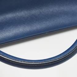 Pre Owned Prada Navy Blue Saffiano Leather Medium Double Zip Tote