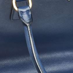 Pre Owned Prada Navy Blue Saffiano Leather Medium Double Zip Tote