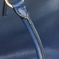 Pre Owned Prada Navy Blue Saffiano Leather Medium Double Zip Tote