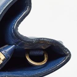 Pre Owned Prada Navy Blue Saffiano Leather Medium Double Zip Tote