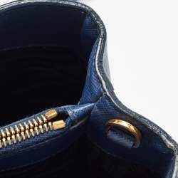 Pre Owned Prada Navy Blue Saffiano Leather Medium Double Zip Tote