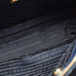 Pre Owned Prada Navy Blue Saffiano Leather Medium Double Zip Tote