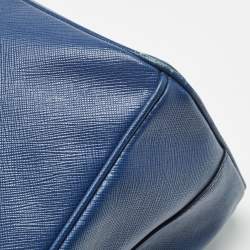 Pre Owned Prada Navy Blue Saffiano Leather Medium Double Zip Tote