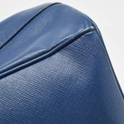 Pre Owned Prada Navy Blue Saffiano Leather Medium Double Zip Tote