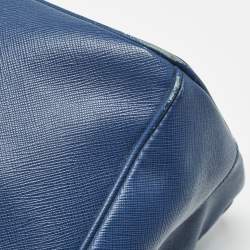 Pre Owned Prada Navy Blue Saffiano Leather Medium Double Zip Tote