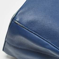 Pre Owned Prada Navy Blue Saffiano Leather Medium Double Zip Tote