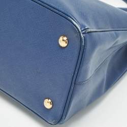 Pre Owned Prada Navy Blue Saffiano Leather Medium Double Zip Tote