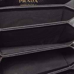 Pre Owned Prada Black Saffiano Metal Leather Accordion Card Case