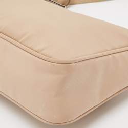 Prada Beige Tessuto Nylon Re-Edition 2000 Baguette Bag