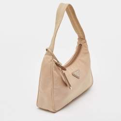 Prada Beige Tessuto Nylon Re-Edition 2000 Baguette Bag