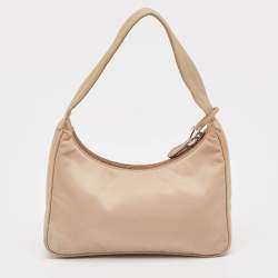 Prada Beige Tessuto Nylon Re-Edition 2000 Baguette Bag