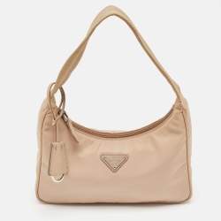 Prada Beige Tessuto Nylon Re-Edition 2000 Baguette Bag