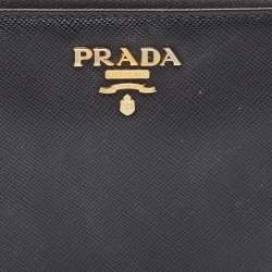 Pre Owned Prada Black Saffiano Leather Zip Around Wallet