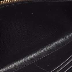 Pre Owned Prada Black Saffiano Leather Zip Around Wallet