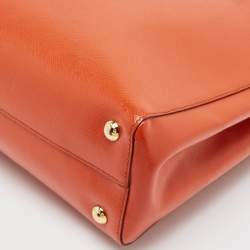 Pre Owned Prada Orange Saffiano Patent Leather Parabole Tote