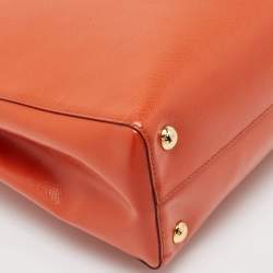 Pre Owned Prada Orange Saffiano Patent Leather Parabole Tote
