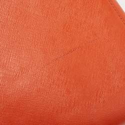 Pre Owned Prada Orange Saffiano Patent Leather Parabole Tote