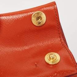 Pre Owned Prada Orange Saffiano Patent Leather Parabole Tote