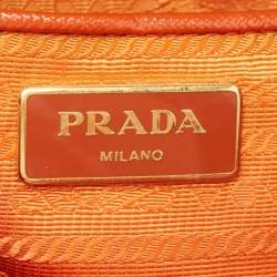 Pre Owned Prada Orange Saffiano Patent Leather Parabole Tote