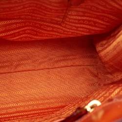 Pre Owned Prada Orange Saffiano Patent Leather Parabole Tote