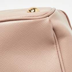 Pre Owned Prada Beige Saffiano Lux Leather Large Double Zip Tote