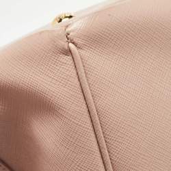 Pre Owned Prada Beige Saffiano Lux Leather Large Double Zip Tote