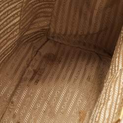 Pre Owned Prada Beige Saffiano Lux Leather Large Double Zip Tote