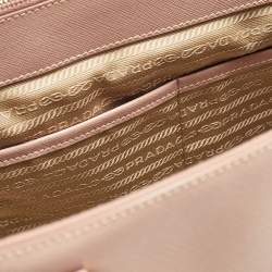 Pre Owned Prada Beige Saffiano Lux Leather Large Double Zip Tote