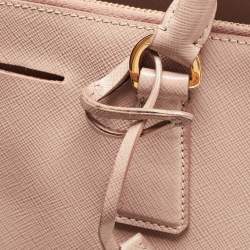 Pre Owned Prada Beige Saffiano Lux Leather Large Double Zip Tote