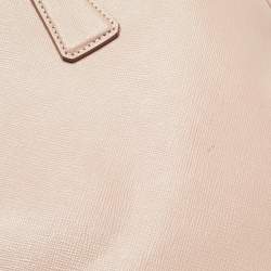 Pre Owned Prada Beige Saffiano Lux Leather Large Double Zip Tote